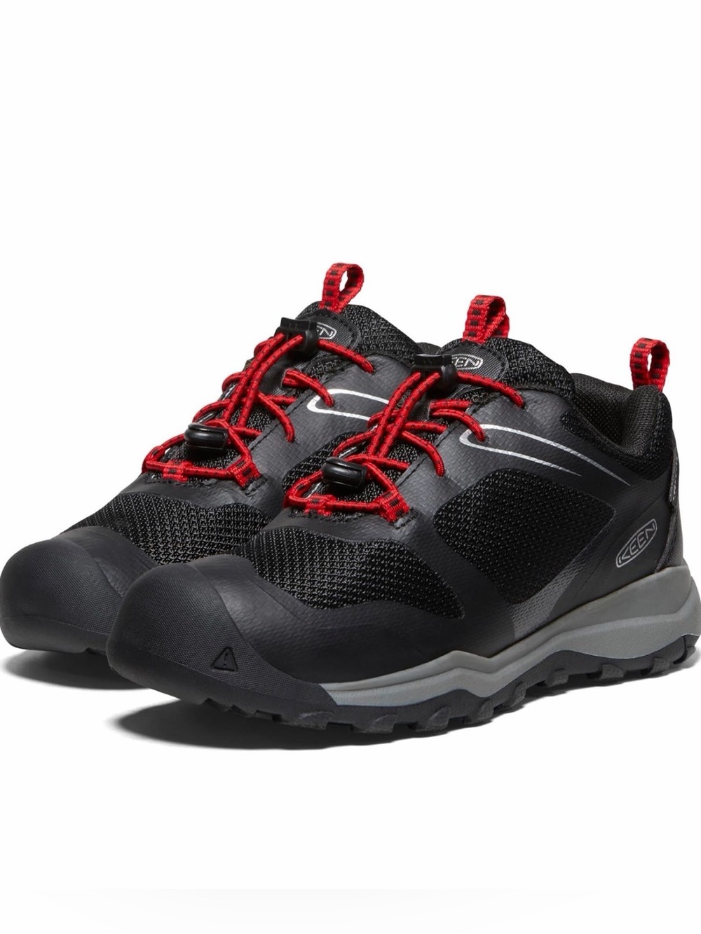 KEEN Kids Wanduro Low Waterproof Hiking Shoes Size 4 Black Red